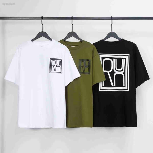 

rhude t shirt printed round neck loose short sleeve american street fashion brand youth couple t-shirt trend 0rgp, White;black
