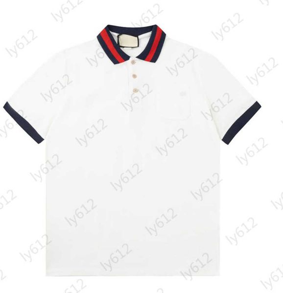

fashion mens shirts designer black red striped printed collar design laser button decoration knitted pure cotton lapel short sleeves male wh, White;black