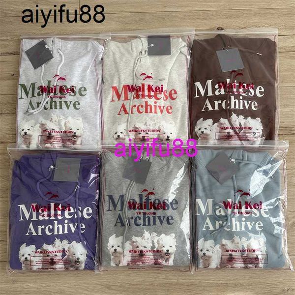 

trendy br waikei ykstudios puppy print korean version loose fitting men women lazy hooded sweater spring and autumn coat, White