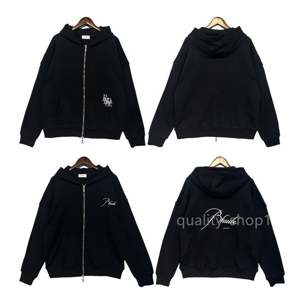 

designer mens hoodie jacket rhude jackets letter embroidery bullet zipper spring fall men's casual couples sportswear womens hoody stre, Black