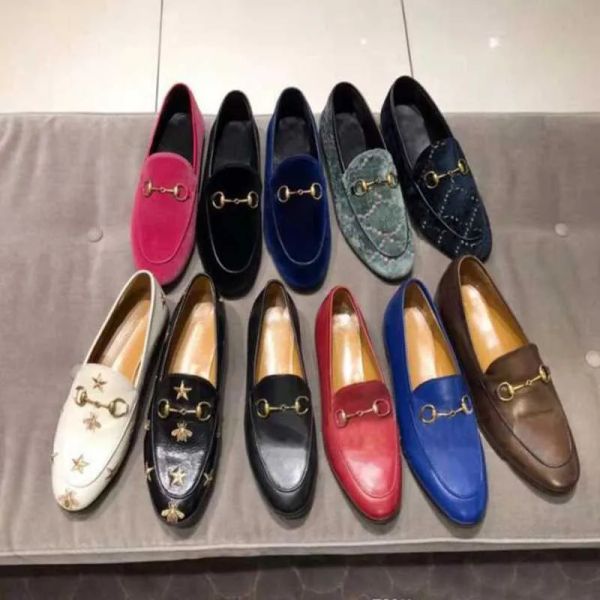 

women flat casual shoes 100% authentic cowhide metal buckle ladies leather shoes mules princetown men trample lazy dress shoes size 34-4 jwi, Black