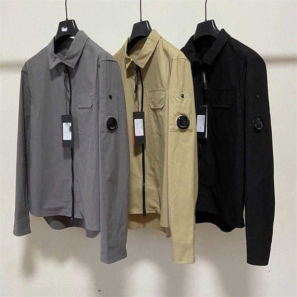 

high-end shirt designer casual shirts lapel cardigan zipper jacket young men breathable long sleeved shirt fashion lens, White;black