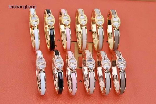 

factory outlet h ermes designer bracelets s925 silver pig nose new product bracelet popular small and cute style, Black