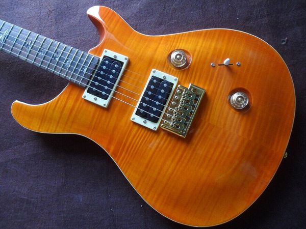 

new straight electric guitar, bird fingerboard, mahogany body, flame maple