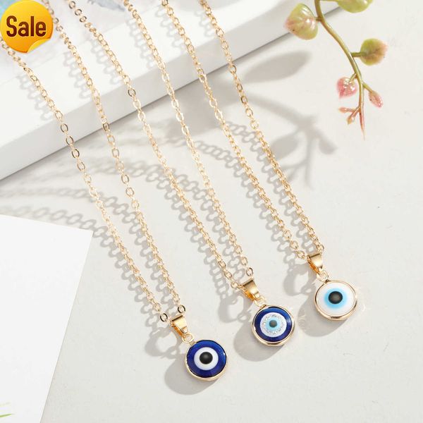 

gold-plated turkish devil's eyes necklace blue evil eye pendant necklace for women, Silver