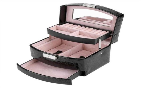 

jewelry pouches bags makeup storage box pu leather portable packaging automatic container lady cosmetic basket gift8891610, Pink;blue