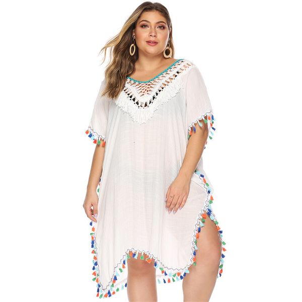 

plus size dresses size coverups beach dres bohemia tassel vneck up womens pareo black swimsuit ups swimwear 2023 230512