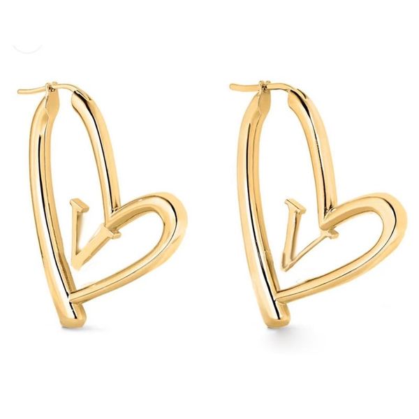 

women's heart shaped earrings designer jewelry luxury stainless steel charm anniversary gift 18k gold plated holiday, Golden