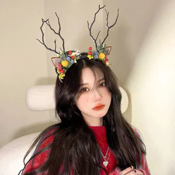 

fg-0129 new shining deer horn headband sparkling hair band flower fairy deer horn headband christmas party headband, Silver