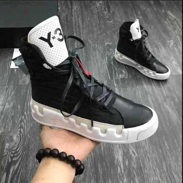 

men sneakers casual shoes boots red white black high-waterproof leather y3