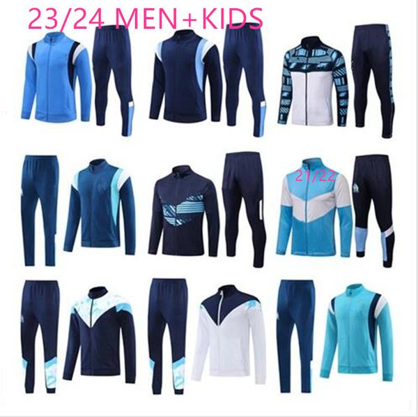 

22 /23/ 24 marseilles men tracksuit soccer jacket sets survetement 22 23 om maillot foot milik payet football jackets training suit jogging, Black