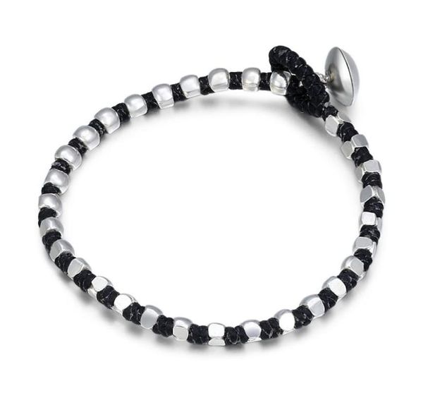 

irregular beaded bracelets anklets black wax cord men women toggle clasps vintage punk male female jewelry accessories gift2025218