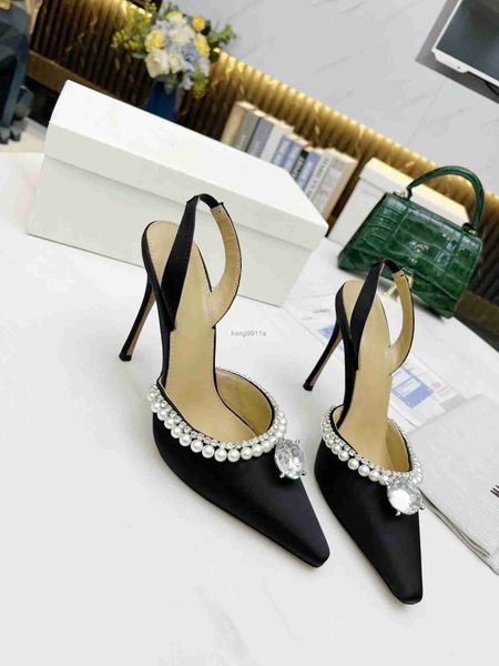 

designer sandals rhinestone sandal women high heel slingback satin bow pump crystal-embellishments spool heels, Black