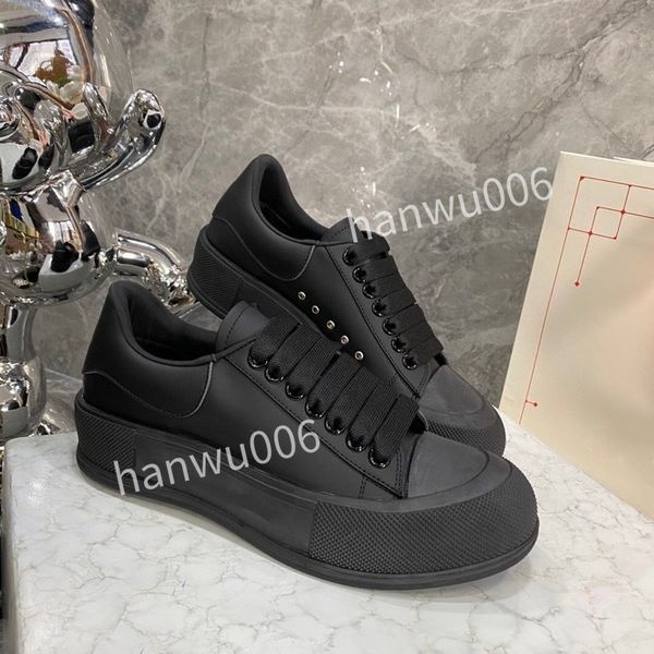 

new mens quality designer sneaker lace up genuine leather sneakers fashion womens casual designer sneaker, Black