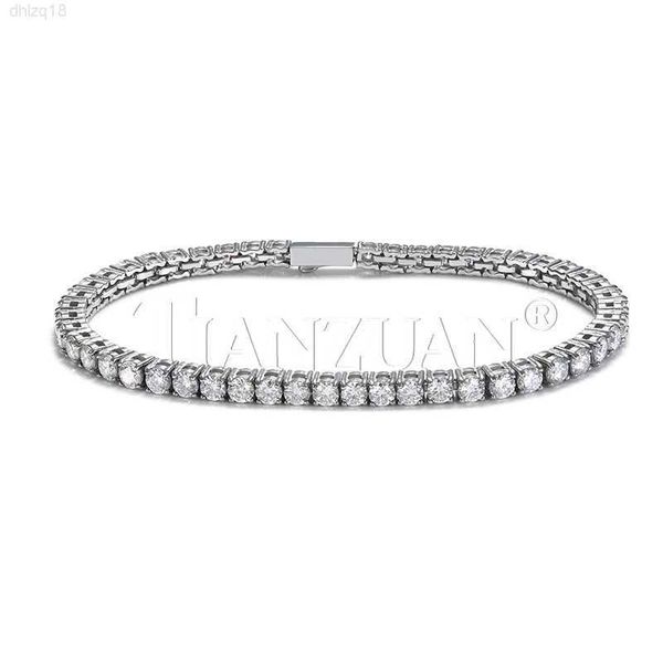 

hip hop iced out stainless steel moissanite tennis chain bracelet 3mm width vvs white round synthetic diamond jewelry, Silver