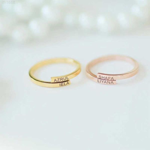 

personalized luxury fashion finger chunky letter silver 18k gold stainless steel name women custom name ring