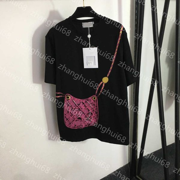 

23ss t shirt womens designer clothing womens t-shirt tee round neck pure cotton bag print loose short sleeve t-shirt womens clothes, White