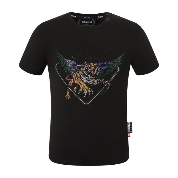 

plein bear t shirt mens designer tshirts brand clothing rhinestone pp skulls men t-shirt round neck ss skull hip hop tshirt tees 161287, White;black
