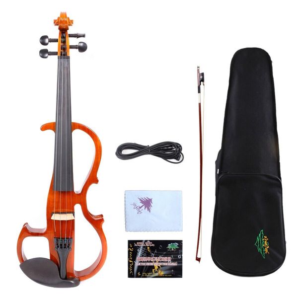 

yinfente electric silent violin 4/4 solid wood sweet tone case #ev8