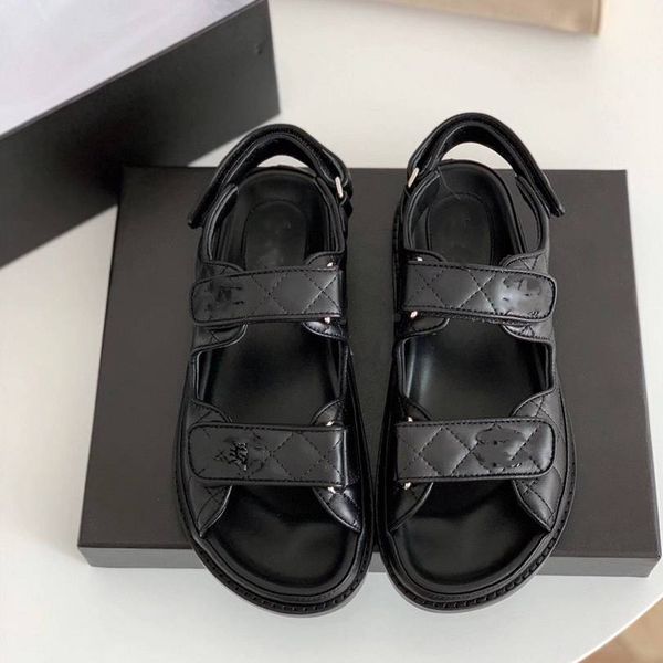

channel shoes designer ccity slide sandals fashion channel high heels slides slippers woman channel flip flops shoes luxury leather fhbcvb, Black