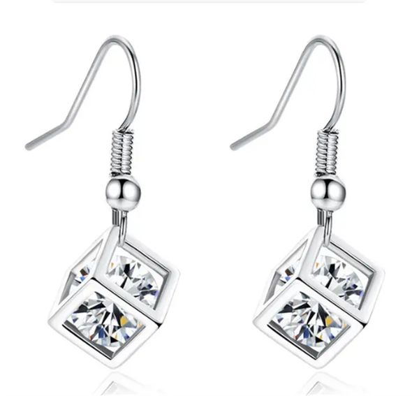 

women's fashion exquisite square zircon long pendant earrings, Golden