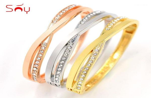 

bangle sunny jewelry romantic round sets for women cross bracelet wedding engagement cubic zirconia findings19125513, Black