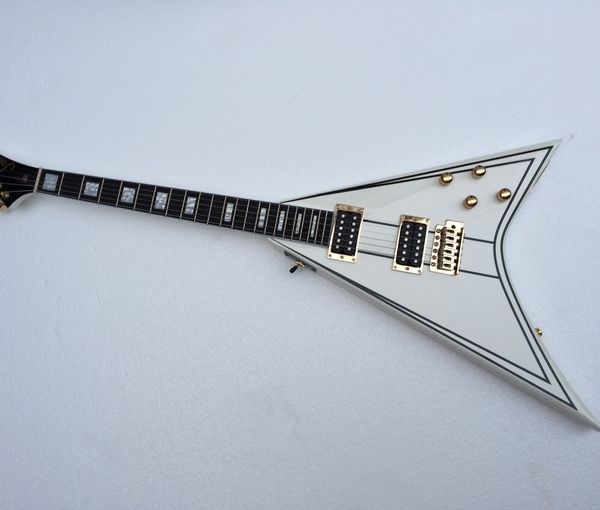 

white electric guitar solid wood high-quality accessory wood, gold hardware