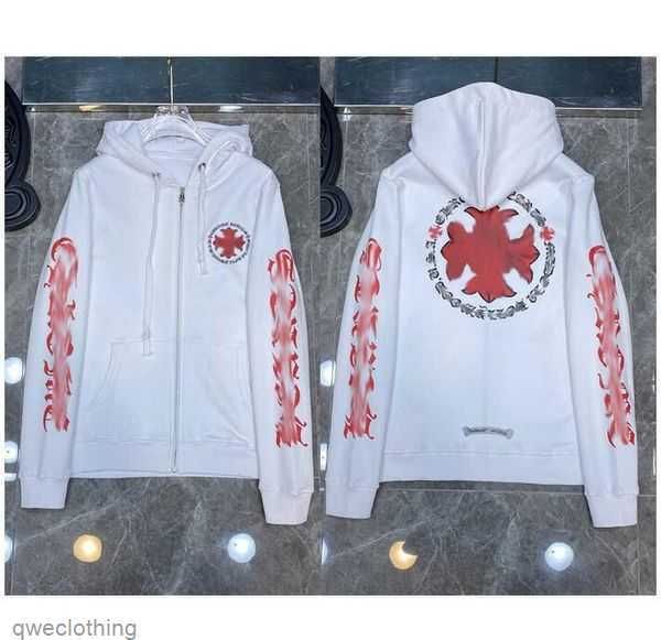 

s luxury zipper men's sweatshirts heart horseshoe cross print brand hoodies women chromes coat casual pullover loose sweater jacket 3wg, White;black