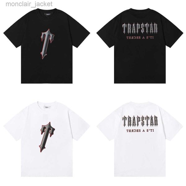 

summer new fashion brand trapstar t shirt letter printing double yarn casual loose short sleeve t-shirt for men and women, White;black