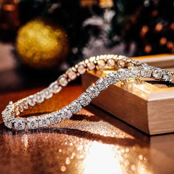 

manufacture 3mm vvs moissanite diamond tennis chain necklace bracelet 14k hip hop chain jewelry for men gra certificate, Silver