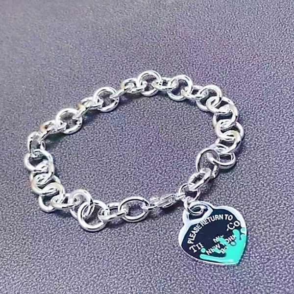 

fashion chain bracelet colorful oil dripping women's bracelet classic jewelry 316l stainless steel strap box, Silver