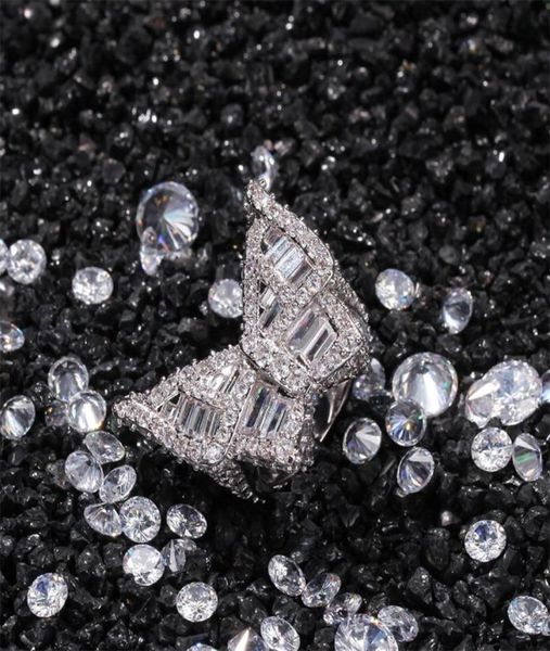 

butterfly cz diamond rings micro paved iced out cubic zircon fashion mens hip hop gold ring jewelry c32653777, Golden;silver