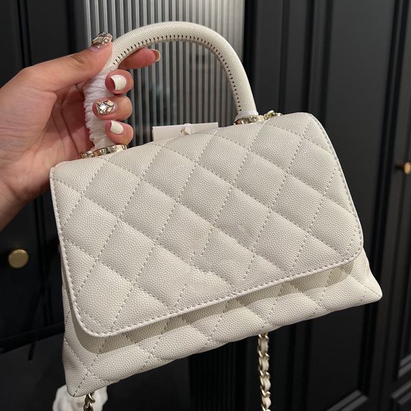 

womens calfskin handle totes caviar leather bags classic flap quilted silver metal hardware matelasse chain crossbody shoulder handbags 6 co