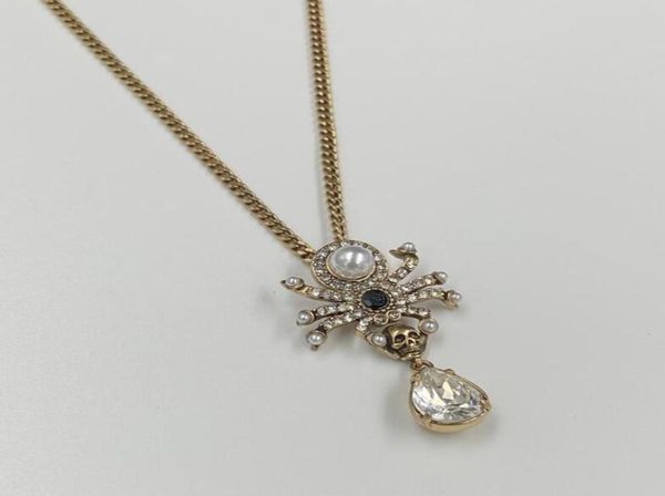 

new designed skulls spider pendants women039s necklace ladies vintage brass necklaces earring designer jewelry 0352942348, Silver
