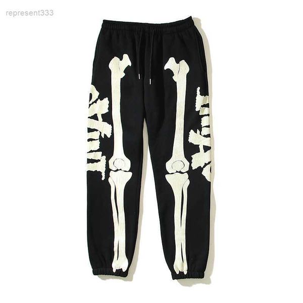 

rhude pant high street autumn and winter new leggings bone elephant print men's pants american sports trend vinf, Black