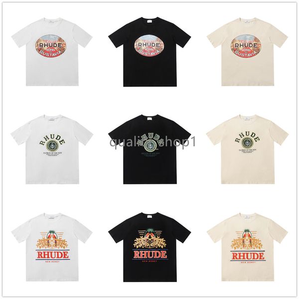 

men's t-shirts 23ss summer men t shirts luxury rhude t shirts fashion mens designer t-shirt women men street casual t-shirt good mens t, White;black
