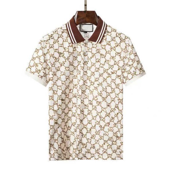 

european luxury polo shirt mens short sleeve classic printing tee designer tshirt business casual pullover men lapel polos, White;black