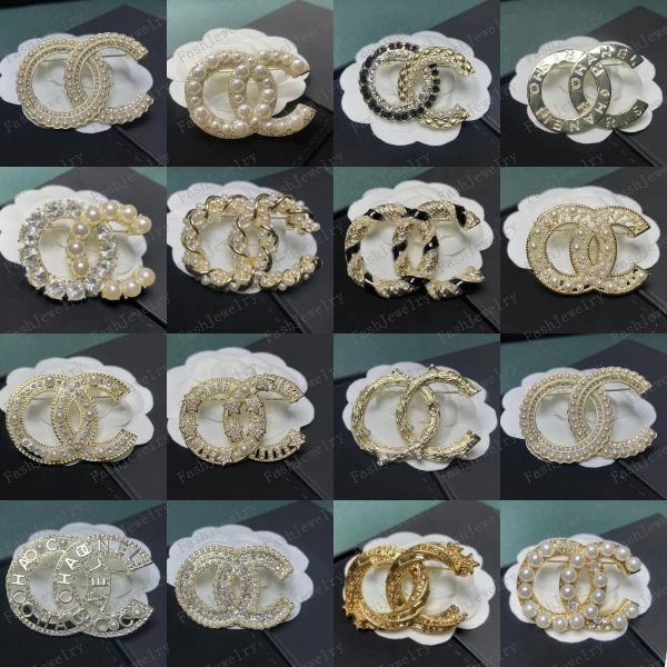 

women men designer brand letter brooches 18k gold plated inlay crystal rhinestone jewelry brooch charm pearl pin 2023 marry christmas party, Gray