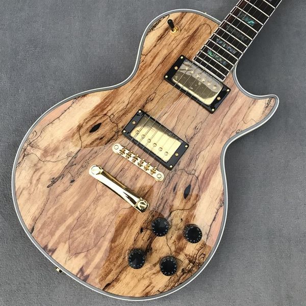 

customized electric guitar, abalone inlaid with rotten wood mahogany body