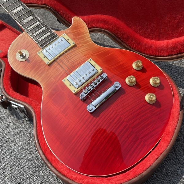 

factory customized new red gradient electric guitar including leather case