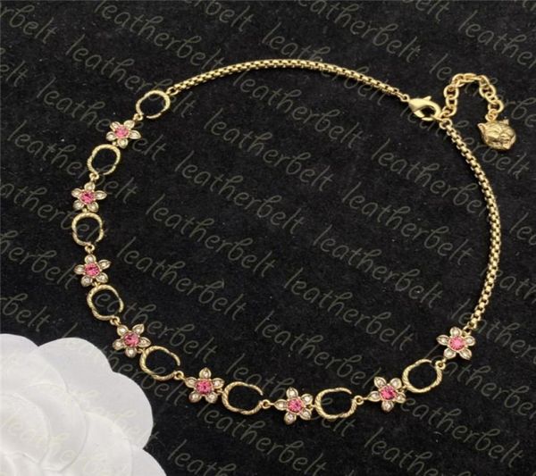 

double letter necklace retro designer gold necklace diamond flower necklaces women party pendant jewelry5125897, Silver