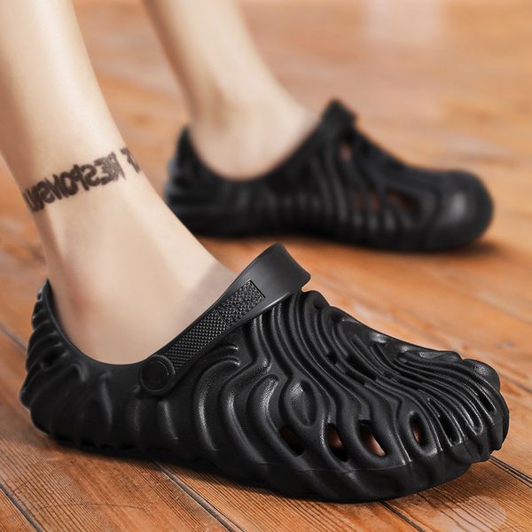 

slippers men's summer platform sandals men's non slip soft soled outdoor beach shoes large size hole shoes ha689-4, Black