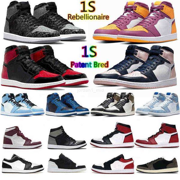 

jumpman 1 1s mens basketball shoes high og rebellionaire bred patent hype royal chicago twist dark mocha unc black white men women sports