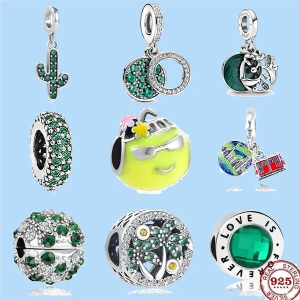 

925 sterling silver charms for pandora jewelry beads disc coconut juice apple pendant beads, Black