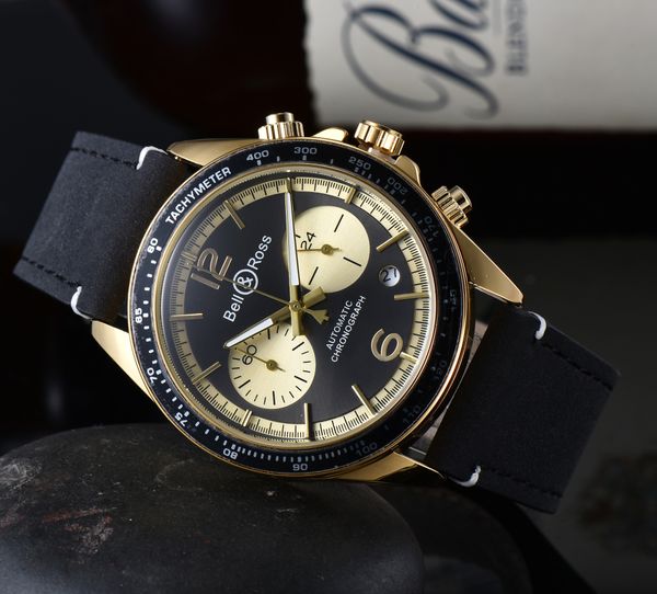 

br men's mechanical watch multi-functional satch chronograph calendar watch gift watch high-quality fashion watch, Slivery;brown