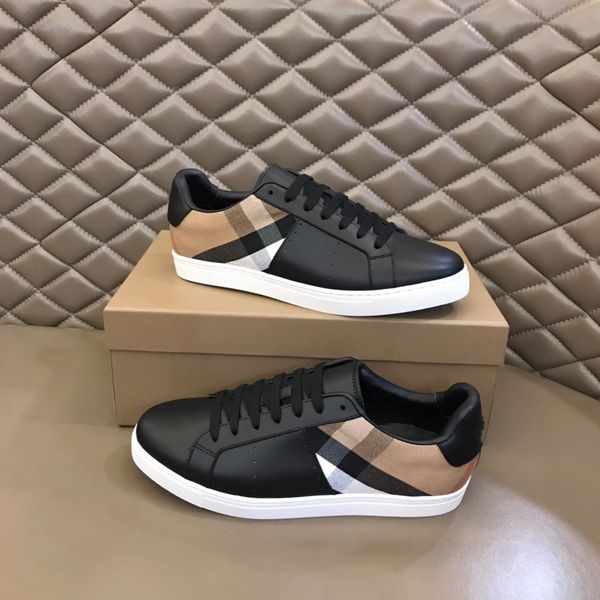 

designer vintage sneakers men casual shoes print check trainer burbrerys platform trainers striped sneaker suede shoe 05, Black