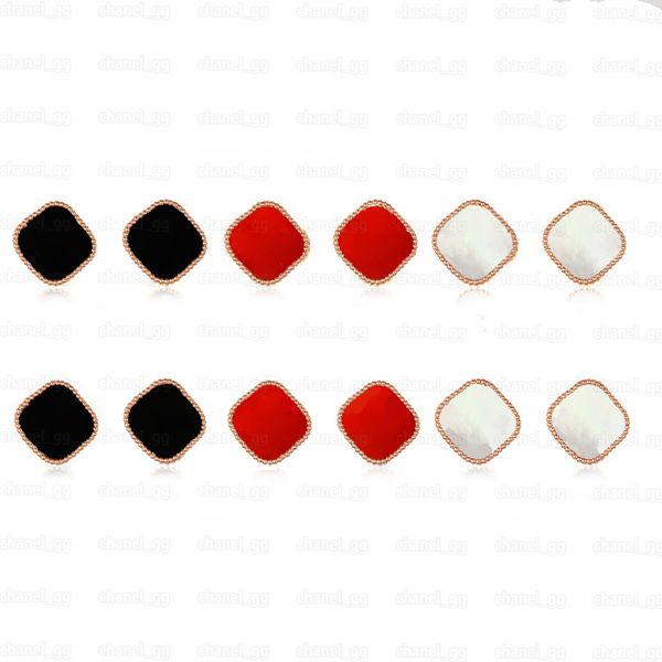 

womens earrings lucky four leaf clover elegant luxury ear studs earings designer for women hip hop jewelry holiday gift, Silver