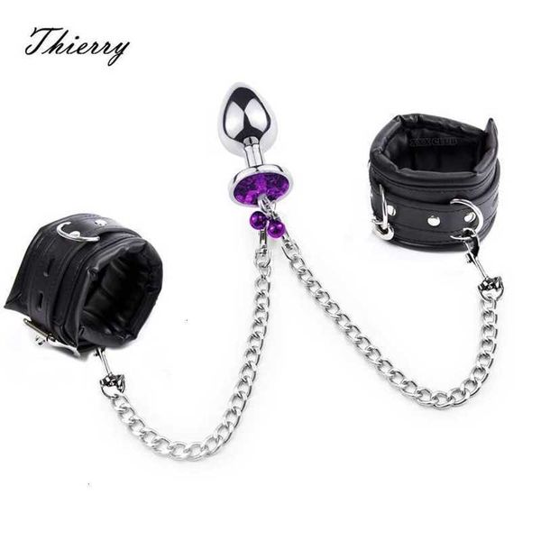 

toy massager thierry high-quality anal plug to wrist bondage kit fetish handcuffs games product bdsm toys for men women restraints