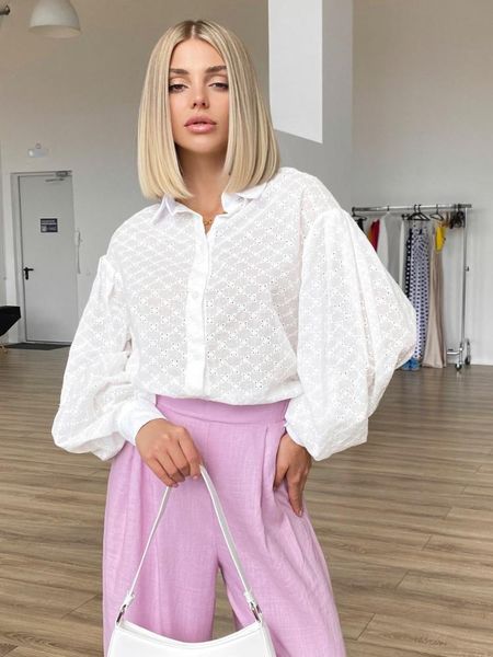 

shirts bornladies 100% cotton white shirt for women vintage hollowout jacquard shirt chic lantern sleeve loose blouse blusa feminina