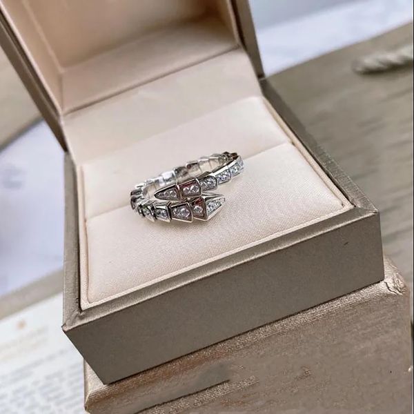 

desingers ring luxurys width narrow version men lady and women rings open light silver snake full bone nice diamond to plated pattern deform, Golden;silver